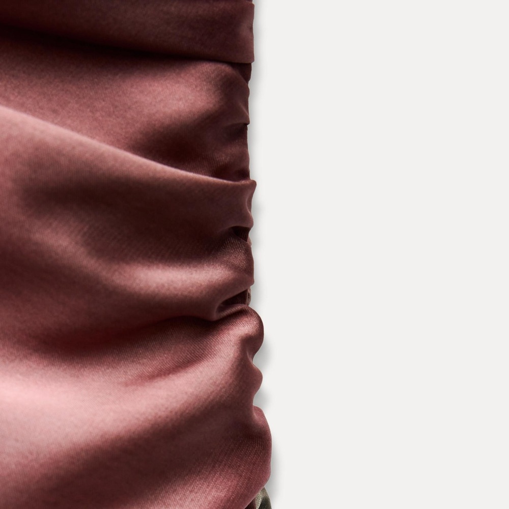 Zara dress midi satin tie dye fitted bodycon casual evening wedding cowl neck - Picture 13 of 13